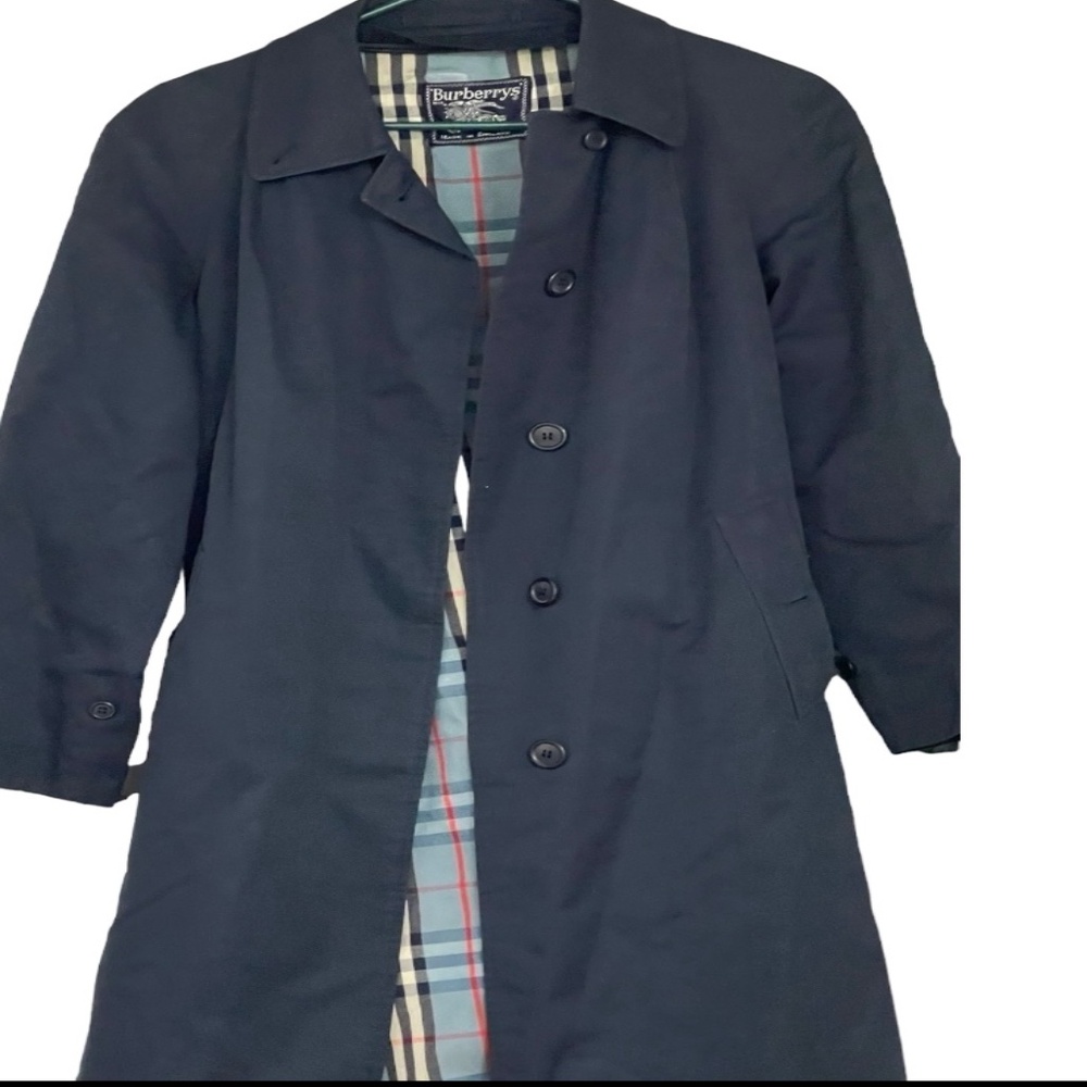 Burberry Camden Navy Blue Coat Large Blue Plaid Vintage Limited Ed Burberrys